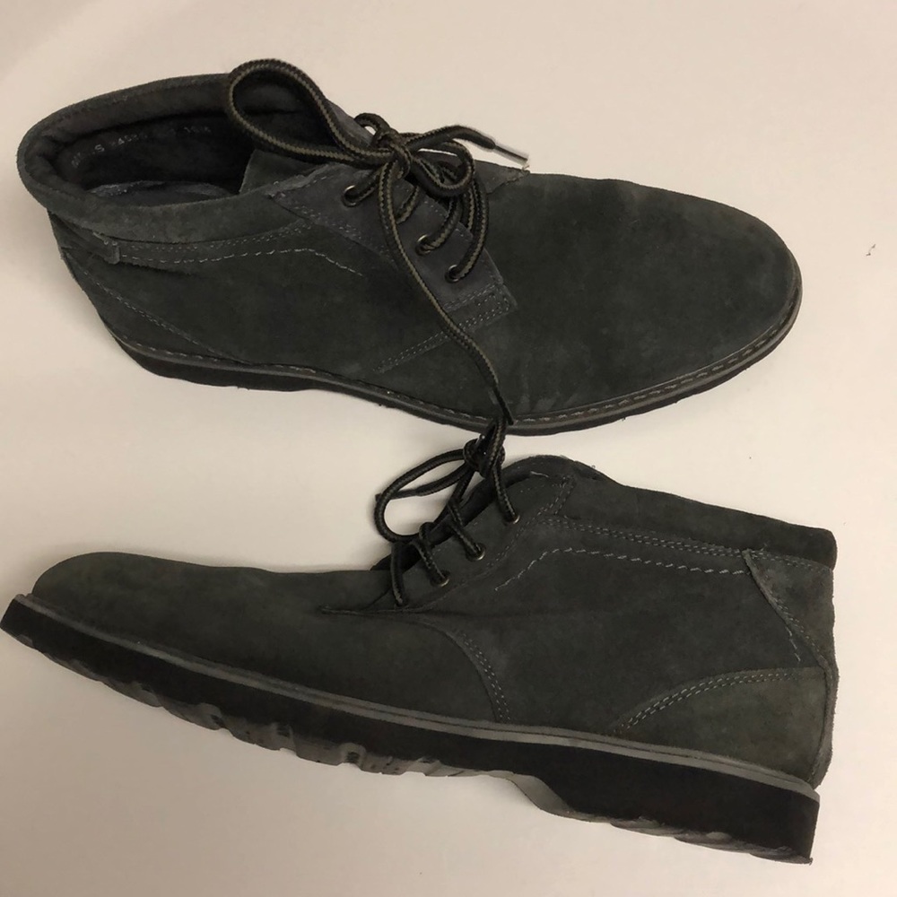 Nunn Bush Men's Memory Foam Chukka Boots Grey Leather Lace Up Size 10